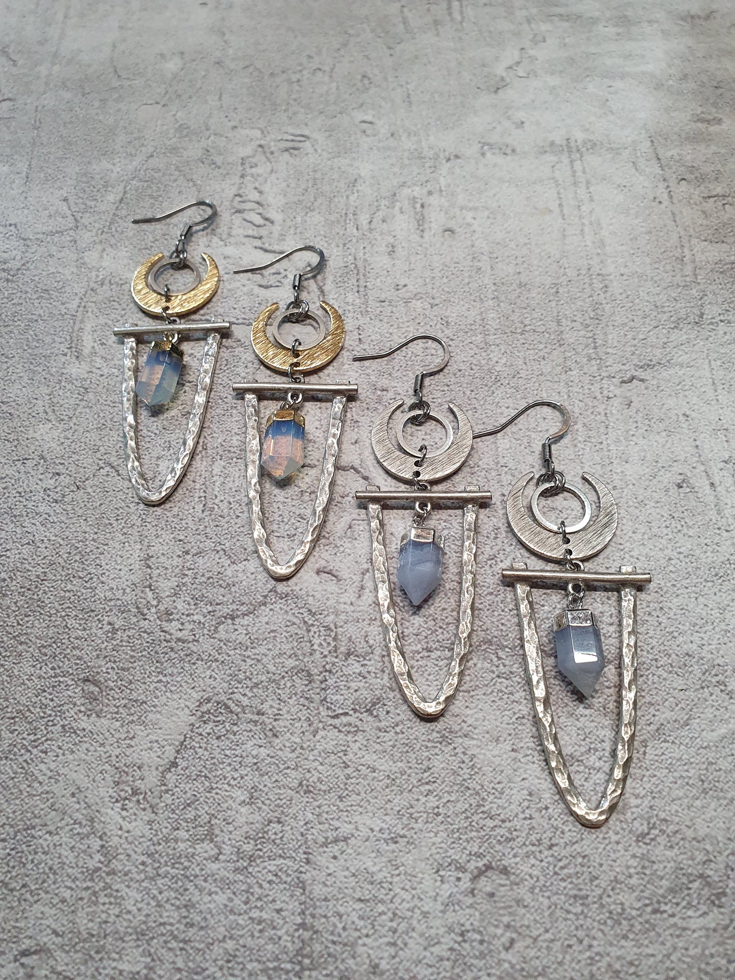 Silver and Brass Pagoda Hoops