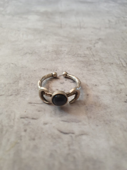 Blue Goldstone Moon Ring