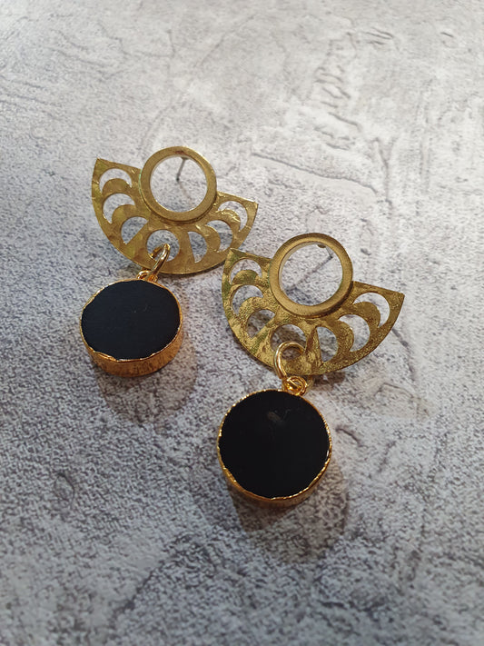 Moon Phase Studs Onyx